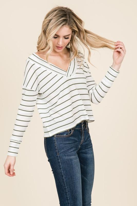 Long Sleeve V Neck Top - Simply Fabulous Boutique