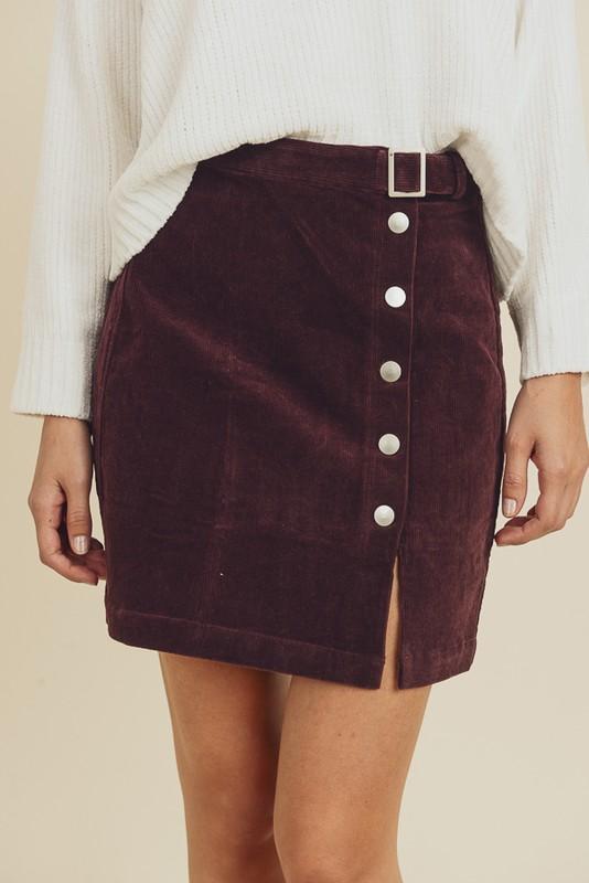 Belted Corduroy Skirt - Simply Fabulous Boutique