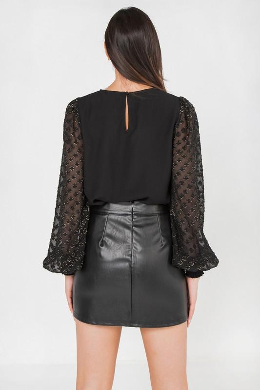 Black Sheer Sleeve Top - Simply Fabulous Boutique